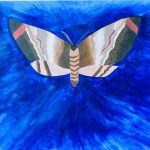 Moth on a surreal blue background